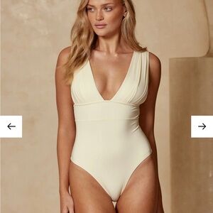 Elegant Cream One-Piece Swimsuit
